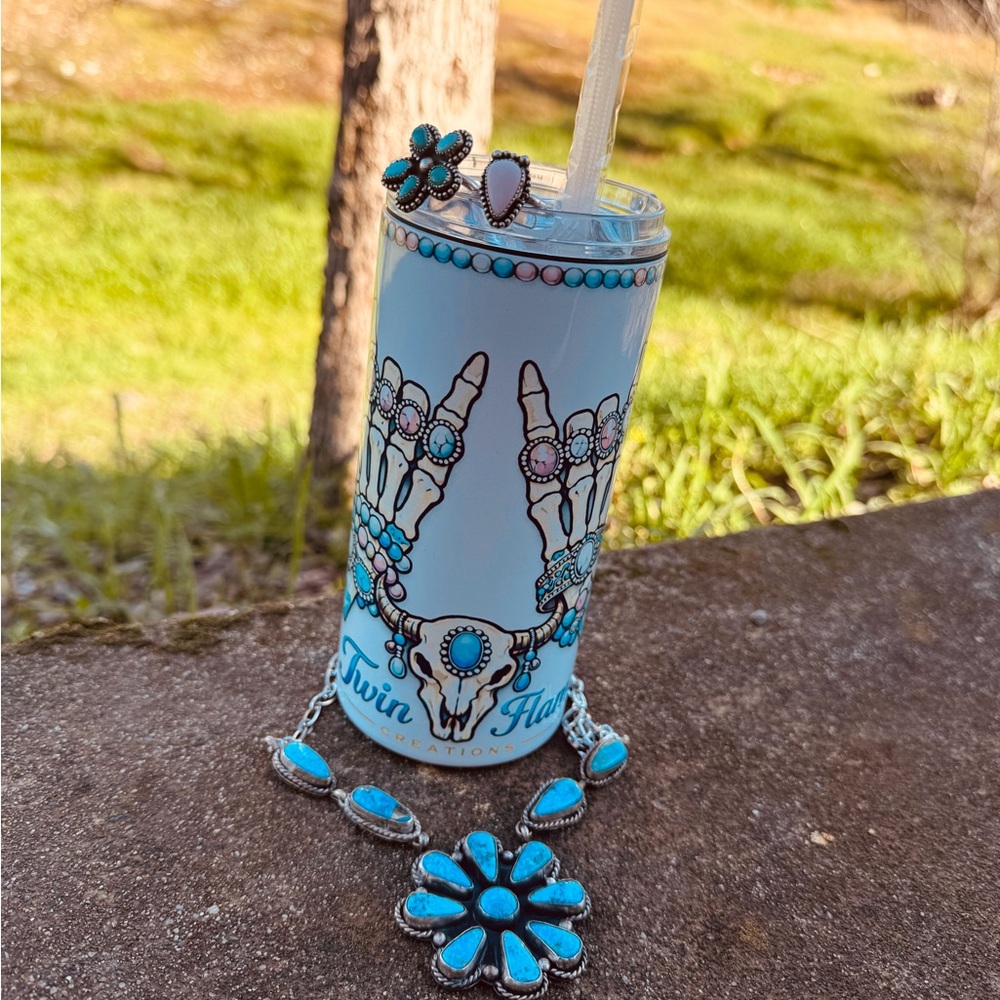 Blue Skull Hand Tumbler by